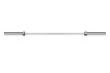 Minimalist metallic barbell on gray background for fitness and gym design