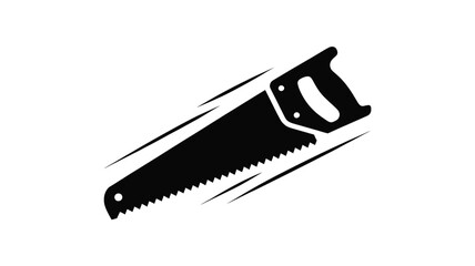 Obraz premium Dynamic black silhouette of a hand saw, a crucial tool for woodworking and construction Vector