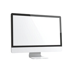Fototapeta premium Modern silver computer monitor with a bright, blank screen, against black