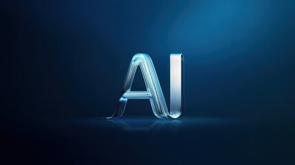 A creative representation of AI with the letters 'A' and 'I' glowing against a dark blue background, symbolizing artificial intelligence and innovation