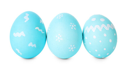 Obraz premium Three painted Easter eggs isolated on white