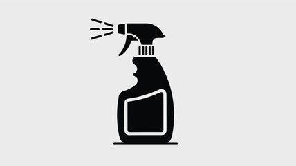 Obraz premium Black silhouette icon of a spray bottle actively dispensing liquid for cleaning or sanitizing tasks Vector