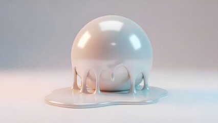 Abstract rendering of a sphere melting over a flat surface against a gradient backdrop