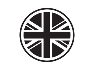 Black and White Union Jack Flag Circle Design Element