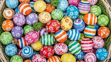 Colorful Easter eggs in a basket colorful eggs Easter decorations Happy Easter