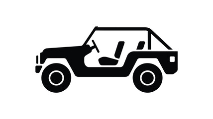 Rugged off-road vehicle silhouette with open top, ideal for adventure and utility Vector