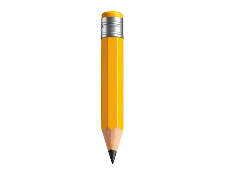 Rendered yellow pencil with silver ferrule and unsharpened lead, isolated