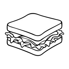 Dibujo sencillo con línea continua de sándwich para menú de cafetería  © teracreonte