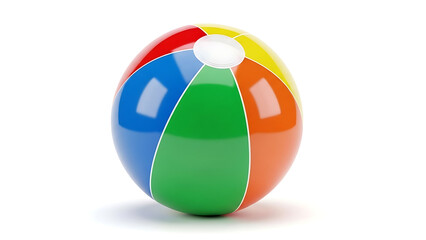 Colorful inflatable beach ball isolated on white background for summer fun