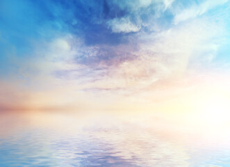 Nature composition of colorful sky background on the sunset.