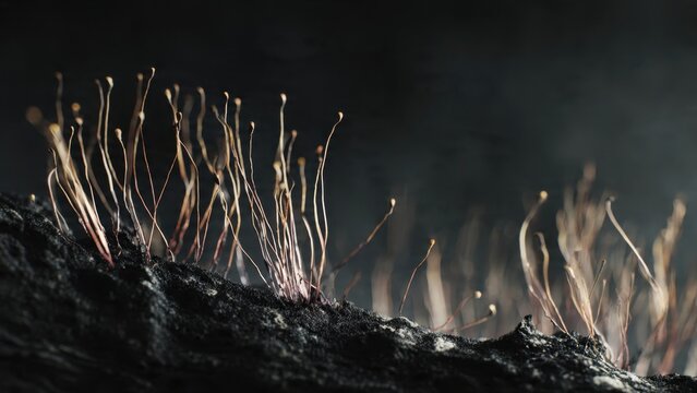 Slime mold on rotting wood