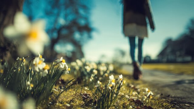 Spring blossoms and leisurely stroll