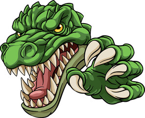 A crocodile, dinosaur or alligator lizard mean angry cartoon sports mascot  © Christos Georghiou
