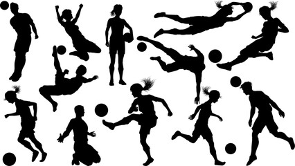 Soccer football player male and female silhouette men and women set © Christos Georghiou