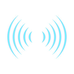 Blue curved lines forming a circular pattern isolated on transparent background. Sound Wave.