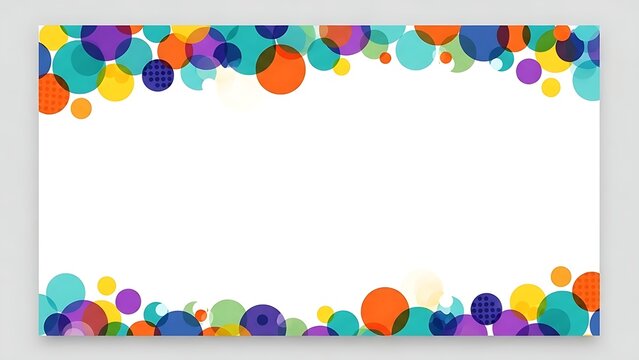 Colorful geometric circle pattern border isolated on transparent background. AI generated.
