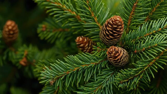 Footage Close-up view of pine cones on a tree branch