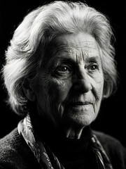 Timeless beauty: Artistic headshot of older woman showing life experience and character.
