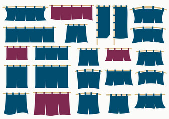 おしゃれな暖簾のイラスト素材セット