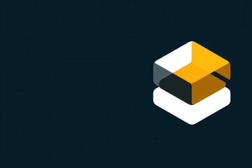 Obraz premium Geometric logo design with stacked white and orange cubes on a dark blue background