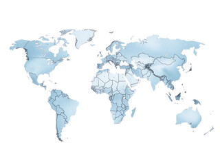 Obraz premium A global map depicted in shades of blue
