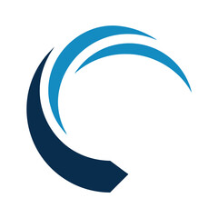 Fototapeta premium Blue curved abstract shape design element graphic symbol icon icon