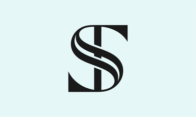 ST Letter Minimalist Logo Vector Illustration , Initial Logo Design