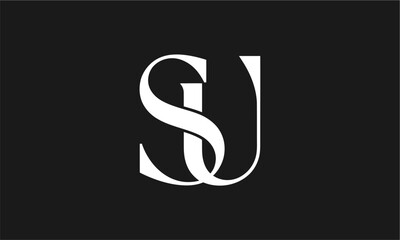 SU Letter Minimalist Logo Vector Illustration , Initial Logo Design