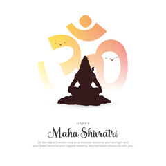 Happy Maha Shivratri Post and Creative. Moder and Minimal Maha Shivratri Banner and Background with Text and Lord Shiva Vector Illustration
