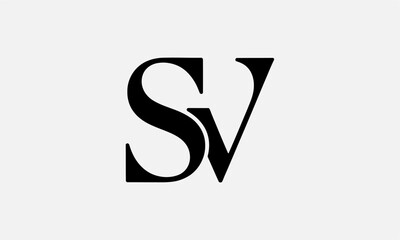 SV Letter Minimalist Logo Vector Illustration , Initial Logo Design