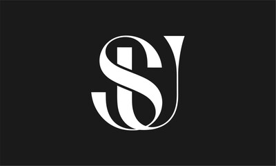 SU Letter Minimalist Logo Vector Illustration , Initial Logo Design