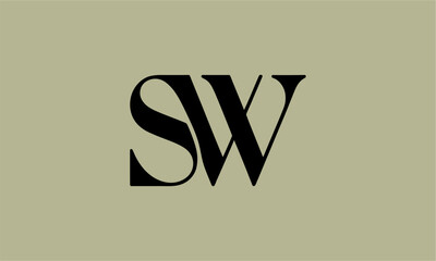 SW Letter Minimalist Logo Vector Illustration , Initial Logo Design