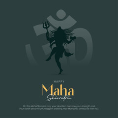 Happy Maha Shivratri Post and Greetings. Hindu Festival Maha Shivratri Banner and Background with Text and Lord Shiva Vector Illustration