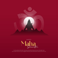 Happy Maha Shivratri Post and Creative. Hindu Festival Maha Shivratri Banner and Background with Text and Lord Shiva Vector Illustration