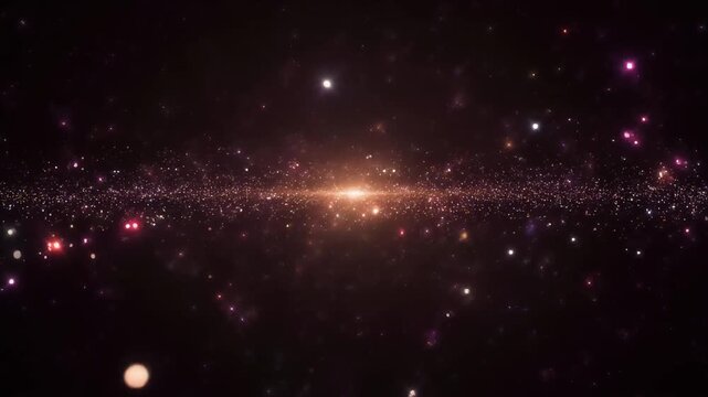 Glowing Golden Galaxy with Sparkling Stars and Space Dust