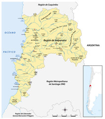 Map of the Chilean region of Valparaiso