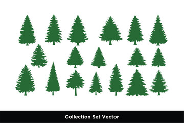Fototapeta premium A set of silhouette pine tree vector illustration
