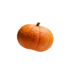 [Transparent Background PNG]Orange pumpkin with a stem in a simple white background