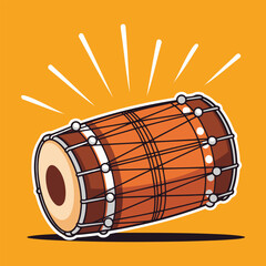 Vibrant Dholak Drum - Traditional Indian Percussion Instrument drum set vector
