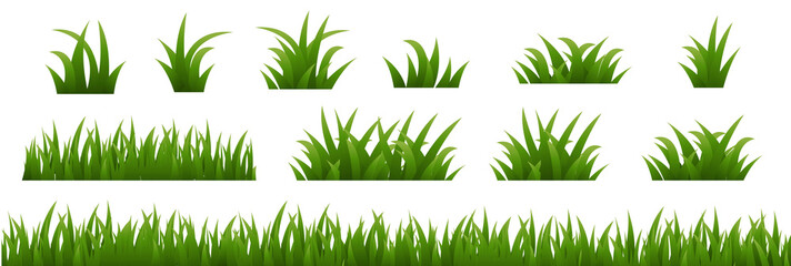 Big Set Green Grass Isolated White Poster