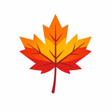 Orange maple leaf icon for autumn season and nature themes.
