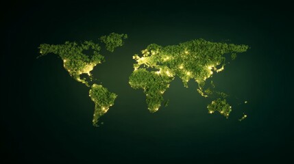 World map illuminated with dots representing cities.