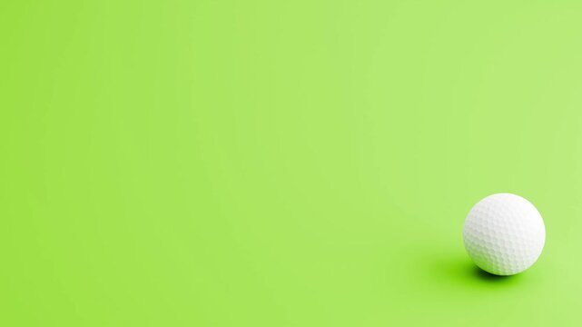 Golf Ball Rolling Left to Right and Right to Left, on Green Background with Copy Space, 3D Animation