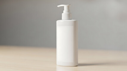 Elegant white pump bottle on modern surface for skincare or hygiene