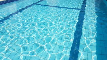 Obraz premium Clear blue swimming pool with sparkling water and tiled floor