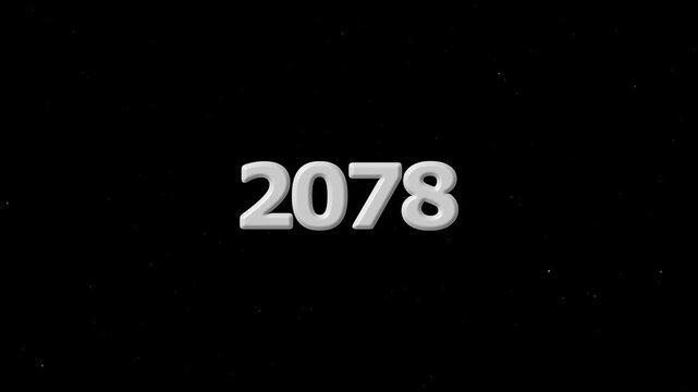 2078 greeting text with particles and sparks on the black night sky with colorful fireworks on the background, beautiful typography magic design.4k video black background