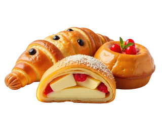 A pair of freshly baked pastries displayed together, perfect for a bakery or cafe setting