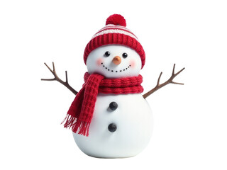 Fototapeta premium A snowy scene featuring a snowman dressed in festive attire