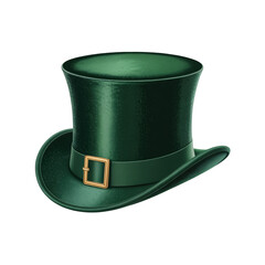 Classic Green Leprechaun Top Hat with Gold Buckle Isolated on Black Background Saint Patrick&rsquo;s Day Irish Celebration Concept