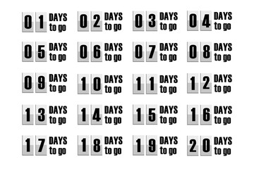 Comprehensive countdown collections. Sophisticated separate timers. Vector day go. Significant numbering sequence patterns.
